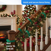 Guirlande de Noël double face écologique résistante à la chaleur avec attaches auto-agrippantes blanches, attaches de câbles végétaux réglables, guirlande de fête en polyester
