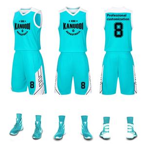 เสื้อบาสเก็ตบอลแบบปรับแต่งได้ชุดฤดูร้อนของคุณเองพร้อมกางเกงขาสั้นบาสเก็ตบอลเปล่าชื่อทีม - Product Image 4