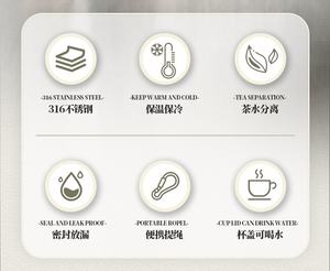 Flacon à vide en acier inoxydable 316 <span class=keywords><strong>pour</strong></span> hommes et femmes tasse isotherme poignée portable grande capacité bouteille thé <span class=keywords><strong>séparation</strong></span> <span class=keywords><strong>de</strong></span> l'eau extérieur - Product Image 2