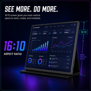 จอภาพพกพา OEM ODM ขนาด 14 นิ้ว บางเฉียบ น้ำหนัก 508 กรัม หน้าจอ IPS ความละเอียด 1920x1200 พอร์ต USB-C คู่ ช่องต่อ <span class=keywords><strong>Mini</strong></span> <span class=keywords><strong>HDMI</strong></span> ลำโพงในตัว เหมาะสำหรับทำงาน เดินทาง - Product Image 2