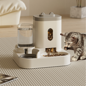 自动喂猫器狗碗塑料宠物喂食器宠物猫碗二合一饮水机猫食碗喂食器 - Product Image 4