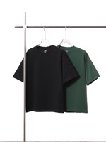 T-shirt en coton épais 32S à double fil avec logo personnalisé, col ras du cou, épaules tombantes, style streetwear, vente en gros