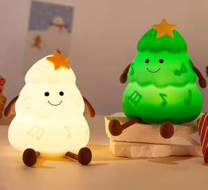 Pequeña Lámpara Nocturna de Silicona con Forma de Árbol de Navidad para Niños, Lámpara LED Recargable por USB, Lámpara de Noche Suave al Tacto, Regulable, Regalo Navideño para Dormitorio - Product Image 1
