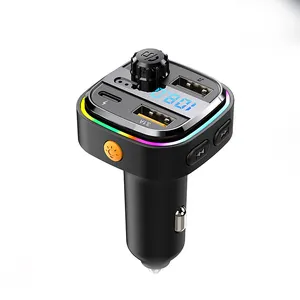 Adjustable Playback Wireless Connection Car Mp3 Player Charger 2 USB Ports 4 In 1 Car Charger Adapter With Cigarette Lighter