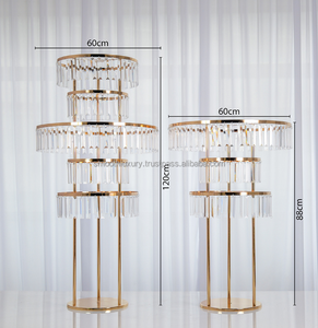 LISSE meilleure vente articles de décoration de mariage cercle cerceau cristal perle mariage or fleur Table pièce maîtresse - Product Image 2