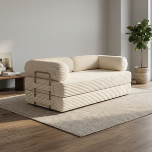 Divano da soggiorno premium in tessuto arancione e metallo - Product Image 2
