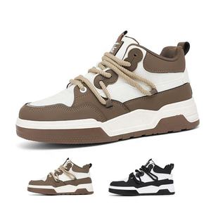 รองเท้าผ้าใบผู้ชายแบบดีไซน์เอง สไตล์ลำลอง เดินสบาย ทรงแบน หุ้มข้อสูง วัสดุ PU สไตล์สตรีท - Product Image 1