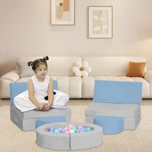 Modern Toddler Foam Sofa Kids Soft Indoor Playground Furniture With Removable Cover For Living Room