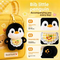 Peluche pingouin mignon avec pendentif bavoir, jouet de dessin animé, porte-clés de sac, ornement, poupée compagnon, cadeau unisexe 12cm