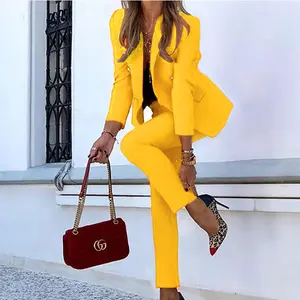 High Quality Wholesale Customization Solid Color Two-piece Suit Blazer Set For Women