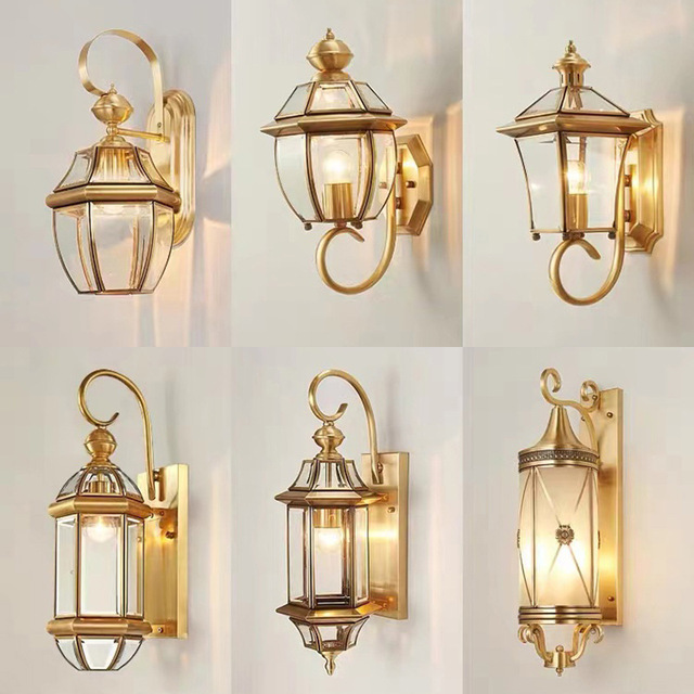 TOGETHER Brass Wall Lamp Outside Porch Exterior Led Wall Lights for Garden Courtyard Decoration Die-Cast Aluminum Wall Light