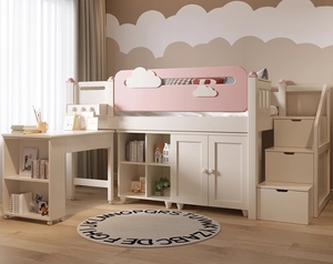 Loft multifonction durable et peu encombrant <span class=keywords><strong>Lit</strong></span> double superposé pour chambre de filles Meubles <span class=keywords><strong>en</strong></span> <span class=keywords><strong>bois</strong></span> - Product Image 4