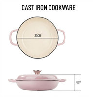 E-TOP Cocotte en fonte émaillée rose avec couvercle, antiadhésive, poêle ronde en fonte émaillée, double poignée, robuste, taille moyenne, 4,4 litres