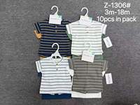 Ensemble 2 pièces pour bébé garçon, t-shirt à manches courtes en tricot gaufré avec imprimé + t-shirt rayé, tenue décontractée pour bébé, 3-18 mois, vente en gros