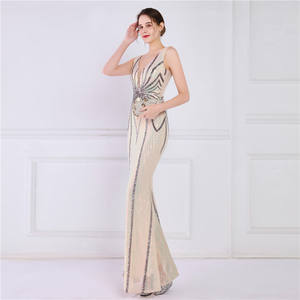 Chic pozisyon nakış pullu parti elbiseler kadınlar zarif kolsuz uzun abiye kadınlar balo kıyafetleri - Product Image 5