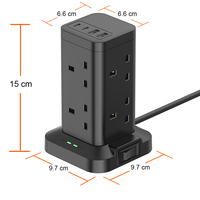 Rallonge de multiprise britannique avec 8 prises 3250W 13A multiprise PD20W USB-C et 2 USB-A QC 3.0 extension de prise multi-alimentation