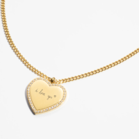 Collar Jietao de Acero Inoxidable Chapado en Oro de 18K con Corazón Grabado Personalizado, Borde de Circonitas, Espacio en Blanco para Escritura a Mano, Joyería para Mujer, Regalo de San Valentín