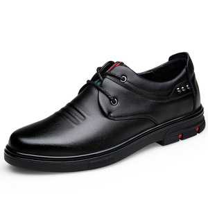 Men's Leather Loafers Round Toe Slip-On Anti-Slip <b>Rubber</b> Sole Faux Fur Lining Autumn Solid Color Casual Shoes - Product Image 5