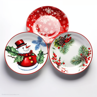 Plato de Cerámica con Diseño de Reno y Muñeco de Nieve Navideño |   Plato de Navidad con Diseño Personalizado, Venta al por Mayor, OEM, ODM 2. Diez Atributos Personalizados
