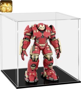 Vitrine en acrylique transparente avec panneaux de 2 mm, base noire et guirlande lumineuse <span class=keywords><strong>LED</strong></span>, pour petits objets de collection et souvenirs, à poser sur table - Product Image 6