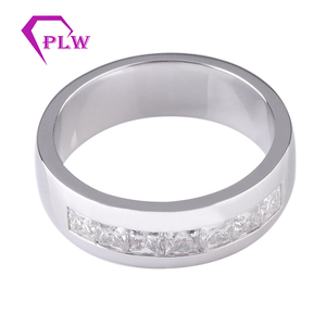 Anillo Moissanite Provence 14K Oro blanco sólido 7.5 * 7.5mm Princesa <span class=keywords><strong>D</strong></span> Color Anillo Moissanite Boda para hombres - Product Image 1