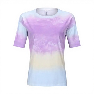 Camiseta de Verano para Mujer, Estilo Nuevo, Cuello Redondo, Estampado Degradado Tie-Dye, Holgada, Manga Corta, Poliéster Anti-Pilling, Ecológica - Product Image 2