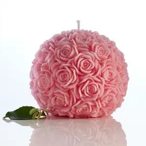 Velas de cera de abeja 100% puras hechas a mano, vela rosa para boda dulce