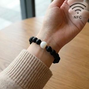 Perle de bijoux NFC intelligente 12 mm en pierre précieuse naturelle de jade, puce programmable I Code SLI, vision nocturne pour collier, bracelet, pendentif DIY - Product Image 1