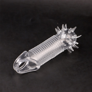 Anillo para pene de goma suave con púas y manga extendida para estimulación adulta - Product Image 1