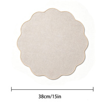 Set de table rond en jute personnalisé avec bord festonné brodé, texture tissée, décoration de table, tapis de table résistant à la chaleur