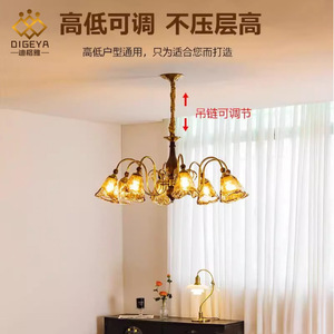 Lustre en verre élégant de style vintage français pour salon, salle à manger, chambre à coucher, luminaire suspendu en forme de branche de cuivre, idéal pour le dropshipping Shopify - Product Image 2