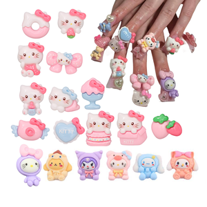 Dễ thương <span class=keywords><strong>Hello</strong></span> KT Mèo mèo cung trái tim Donut Trang sức phụ kiện điện thoại trường hợp tóc Clip cup Chất liệu nhựa thiết kế Kawaii móng tay quyến rũ - Product Image 1