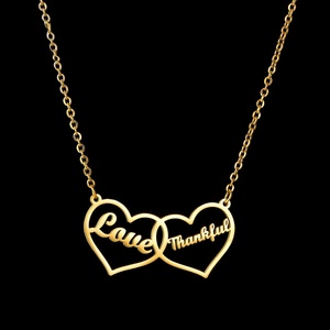 Collar con Colgante de Corazón 'Love Thankful', Acero Inoxidable, Bañado en Rodio, Cadena de Caja, Joyería Romántica Unisex para Uso Diario - Product Image 6