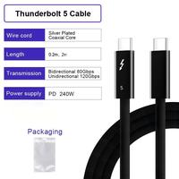Câble tressé Thunderbolt 5, charge rapide PD 240W, transfert de données haute vitesse 120 Gbps, sortie vidéo UHD 16K30Hz