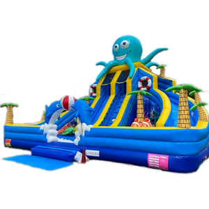 Toboggan aquatique gonflable sur le thème de l'océan, château gonflable avec piscine à balles, double toboggan, château gonflable pour enfants - Product Image 2