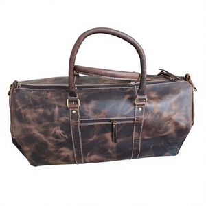 Sac de voyage en cuir véritable style vintage BTR00786, fait main en Inde, prix de gros, fermeture éclair brodée, réglable – Meilleures ventes - Product Image 4
