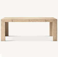 Bureau d'ordinateur ergonomique rectangulaire en chêne américain avec tiroir, idéal pour le télétravail et la maison, personnalisable