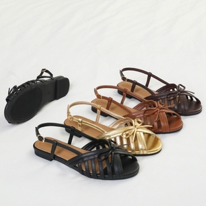 Sandali Estivi da <span class=keywords><strong>Donna</strong></span> Vintage Fatti a Mano <span class=keywords><strong>con</strong></span> Fiocco Intrecciato Punta Tonda Aperta <span class=keywords><strong>Tacco</strong></span> Basso a Blocco per Uso Quotidiano, Feste e Abiti Casual - Product Image 1