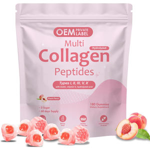 Collagène hydrolysé OEM, peptides de collagène marin, gommes de collagène de type I, II, III, V, X, biotine, acide hyaluronique, vitamines pour la peau, les cheveux et les ongles - Product Image 1