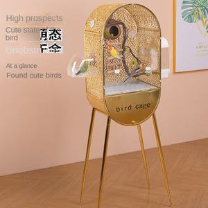 Oiseau Doré Villa Perroquet <span class=keywords><strong>Cage</strong></span> Grand Xuan Feng Pivoine Brodé Oeil Solide Motif Métal Transparent Bouton Ecologique Oiseau - Product Image 3