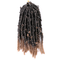 Vente en gros Papillon Locs Cheveux au crochet Fausses mèches Tresses au crochet Extensions Cheveux synthétiques mèches souples Tresse bouclée