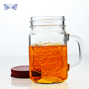 16 Oz Màu Hàng Tồn Kho Uống Glass Cup Custom <span class=keywords><strong>Embossed</strong></span> Glass <span class=keywords><strong>Mason</strong></span> Chum - Product Image 2