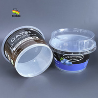 200 Ml Bulat Tamper Jelas IML Pot Yoghurt Wadah Plastik Kemasan Oatmeal Semalam 7 Oz Jelas Cangkir Yogurt Sekali Pakai