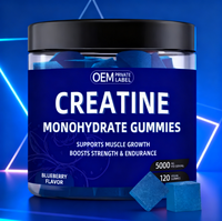 Compléments alimentaires en gommes de créatine monohydrate avec étiquette personnalisée, pré-entraînement, nutrition sportive pour adultes, soutient l'équilibre électrolytique