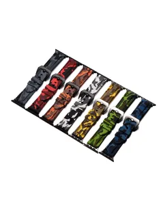 Silikon kautschuk bänder Camouflage Uhren armbänder für appl e iwatch Serie 7 6 5 Uhren armbänder Zubehör 38 40 41 42 44 45mm
