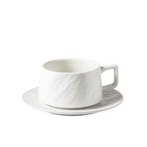 2025 New Exquisite Embossed Rock Sand Latte Cup Saucer Set Gift Ceramic Coffee Mug Vintage Style <strong>Handmade</strong> <strong>Pottery</strong> Tea Cups - Product Image 5