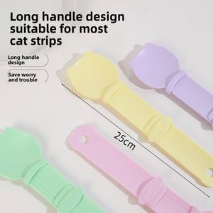 Ramah lingkungan pola padat bulat berbentuk sendok makan pencet kucing Strip mangkuk pengumpan perangkat makanan ringan yang dibuat plastik - Product Image 3