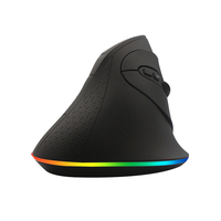 Mouse nirkabel vertikal tipe lampu RGB, Mouse pengisian daya BT5.0 gigi biru ergonomis dapat diisi ulang