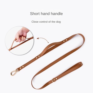 カスタマイズされたOEM ODMペットハーネス防水レザー犬胸ストラップボタンクローチャーレザー素材小型中型犬ウォーキング - Product Image 5