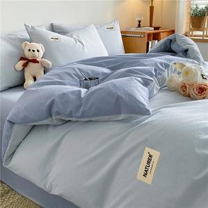China High Quality 100% Cotton Woven 4-Piece Solid <b>Bedding</b> Set Queen Size Home & Hotel Use Eco-Friendly - Product Image 1